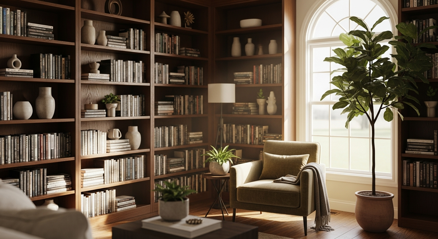 Beautiful home library space