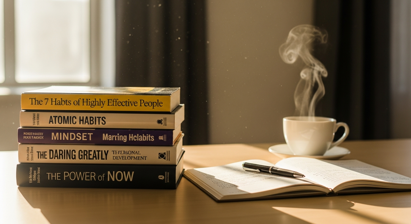 Stack of personal growth books